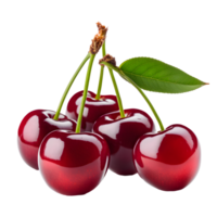 AI generated Cherry with Leaf Isolated on Transparent Background png