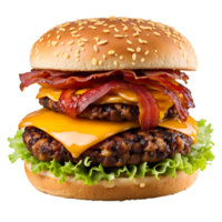 ai generado delicioso hamburguesa aislado en transparente antecedentes png