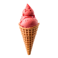 AI generated Red Ice Cream Cone Isolated on Transparent Background png