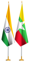 myanmar, indisk små tabell flaggor tillsammans png