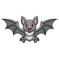 Cute bat cartoon flying on white background vector