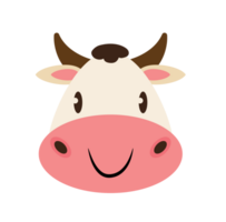 cute cow face character png