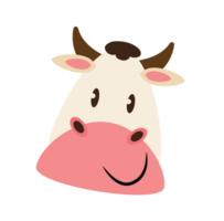 cute cow face character png