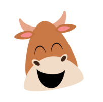 cute brown cow face character png