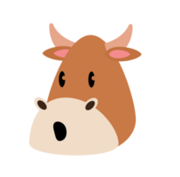 cute brown cow face character png