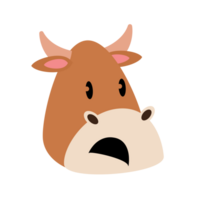 mignonne marron vache visage personnage png