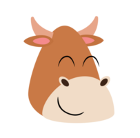 cute brown cow face character png