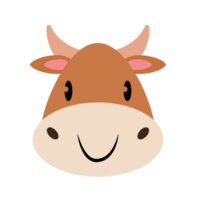 cute brown cow face character png