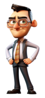 ai gegenereerd 3d illustratie van een zakenman mannetje tekenfilm karakter met een vrolijk uitdrukking, gegenereerd ai png