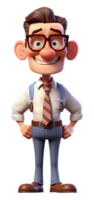 AI generated 3D illustration of a businessman male cartoon character with a cheerful expression, generated AI png