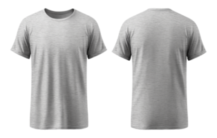 AI generated Gray t-shirt mockup front and back view, isolated on transparent background, generated ai png