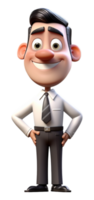 ai gegenereerd 3d illustratie van een zakenman mannetje tekenfilm karakter met een vrolijk uitdrukking, gegenereerd ai png
