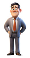 AI generated 3D illustration of a businessman male cartoon character with a cheerful expression, generated AI png