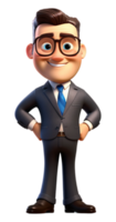 AI generated 3D illustration of a businessman male cartoon character with a cheerful expression, generated AI png