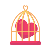 A birdcage holding a red heart The concept of blocking new love png