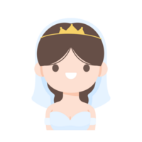 Cartoon bride wearing a white dress at the wedding ceremony png