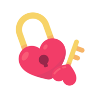 Pink heart lock with key for unlocking love feelings on Valentine's Day. png