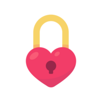 Pink heart lock with key for unlocking love feelings on Valentine's Day. png