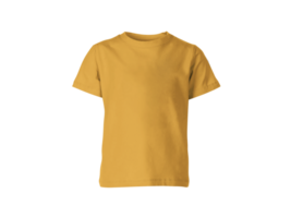 Isolated blank fashion T-shirt honey yellow colour front mockup template on transparent background png