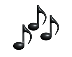 Black three eighth notes music note 3D icon, represent music or singing png