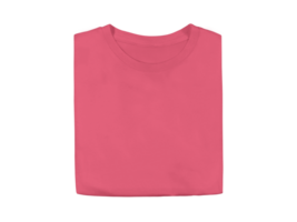 Isolated coral silk pink colour blank fashion folded tee front mockup template png