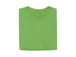 Isolated lime green colour blank fashion folded tee front mockup template png