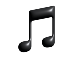 Black three eighth notes music note 3D icon, represent music or singing png