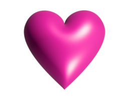 The isolated classic love plain pink glossy heart 3D icon png