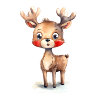 AI generated Watercolor Christmas Deer. Clipart. AI generated. png