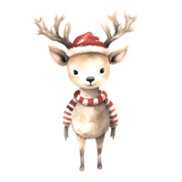 AI generated Watercolor Christmas Deer. Clipart. AI generated. png