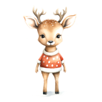 AI generated Watercolor Christmas Deer. Clipart. AI generated. png