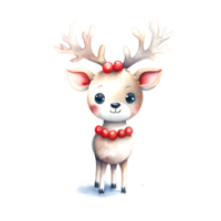 AI generated Watercolor Christmas Deer. Clipart. AI generated. png