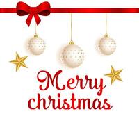 Christmas border with fir branches and decoration ornaments elements on red background. Realistic 3d design. Bright Christmas and New Year background light garlands, Vector illustration