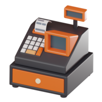 kontanter Registrera, faktura maskin uppkopplad handla betalning. 3d framställa png