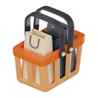 Enhance Your Online Deals with shopping bags shopping baskets Icon. 3D render png