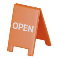 Modern Open Sign for Business Storefronts. 3D render png