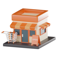 hipermercado con nuestra atractivo 3d Tienda frente icono. 3d hacer png