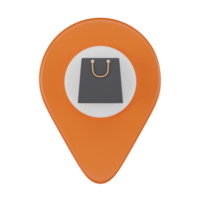 Pin Point 3D Shopping Icon. 3D render png