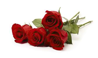 AI generated Red rose bouquet isolated on white background. AI Generated photo