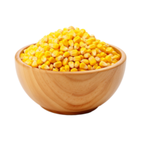 AI generated Wooden bowl full of ripe corn seeds isolated on Transparent background png