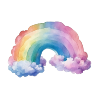 AI generated Watercolor of a rainbow with clouds isolated on Transparent background png