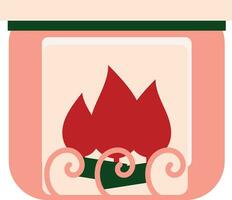 Merry Christmas Burning Fireplace Flat Design vector