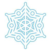 Winter Blue Fluffy Snowflake Thin Stroked Icon vector