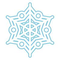 Winter Blue Fluffy Snowflake Thin Stroked Icon vector