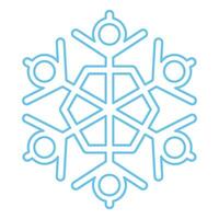 Winter Blue Fluffy Snowflake Thin Stroked Icon vector