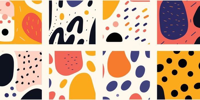 vistoso resumen garabatear forma. creativo minimalista estilo Arte antecedentes recopilación, de moda diseño con básico formas primario color fondo de pantalla impresión fondo haz vector
