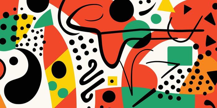 Hip Pattern in Orange, Green, Red and White, in the Style of Memphis Design vector