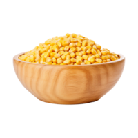 AI generated Wooden bowl full of ripe corn seeds isolated on Transparent background png