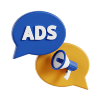 3d ads chat with transparent background, marketing and advertising png