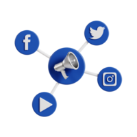 3d sociale media marketing con trasparente sfondo, marketing e pubblicità png